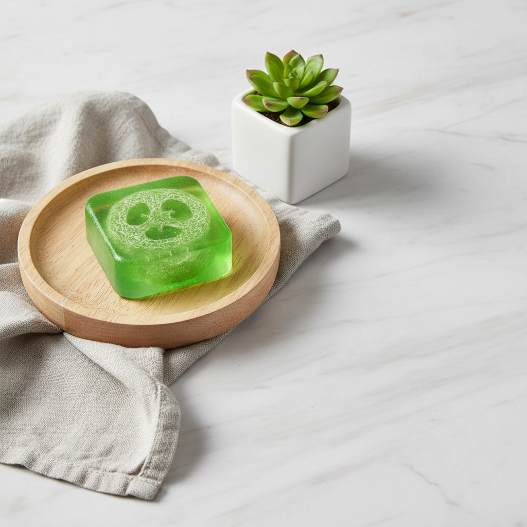 Savon naturel aux huiles essentiels et au loofah